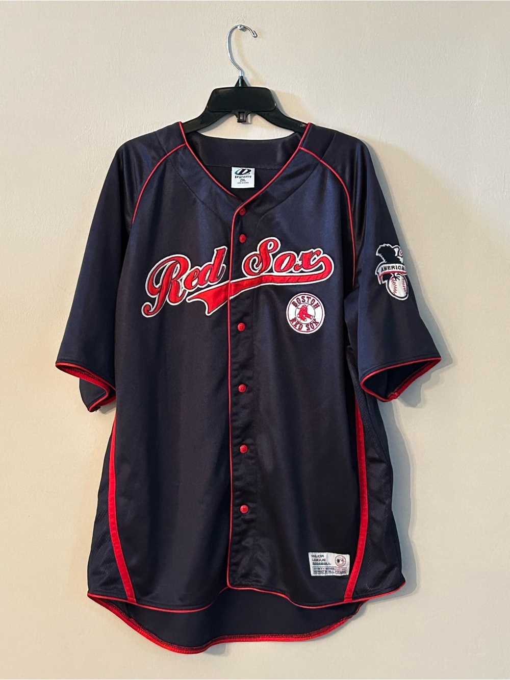 Boston Red Sox Jersey Dynasty Mens 2XL MLB Baseball Vintage 2000’s Y2K Blue Sewn